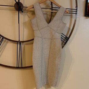 BCBGMaxAzria Shimmering Cream Mini Dress